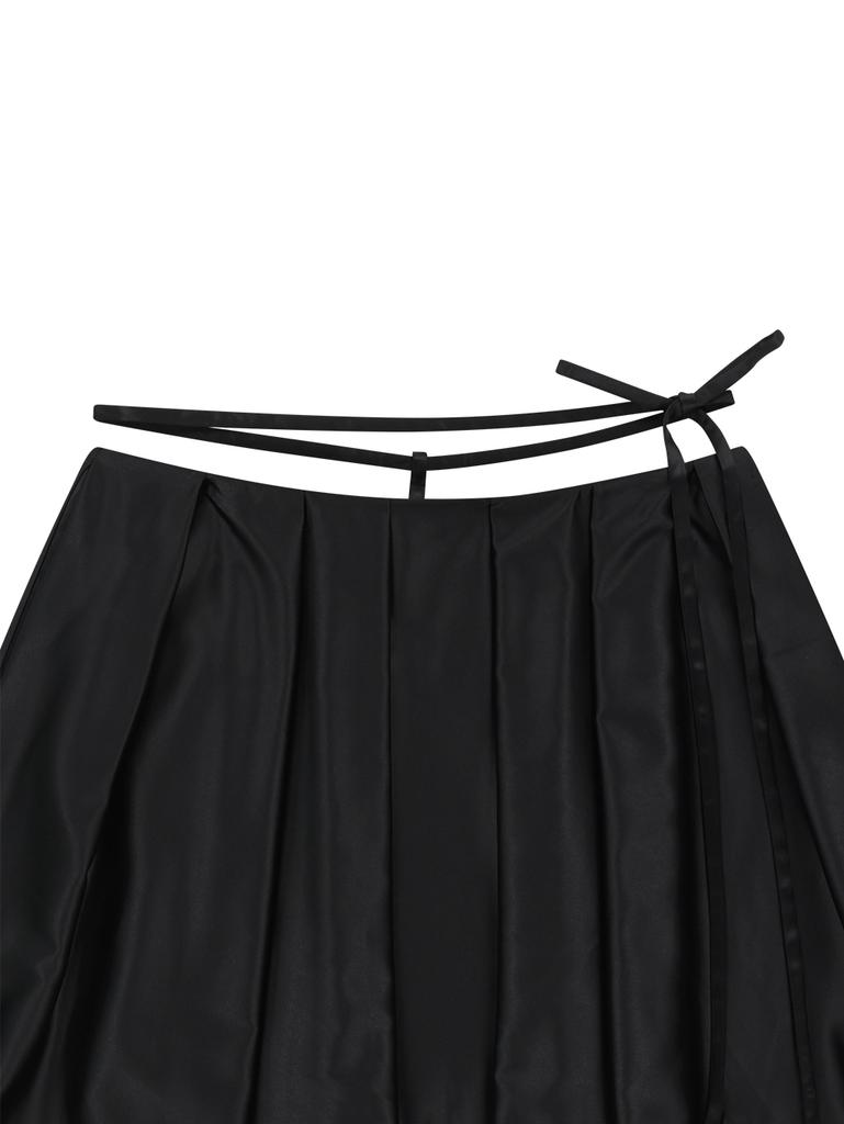 Tuomio Satin Balloon Skirt [Black]