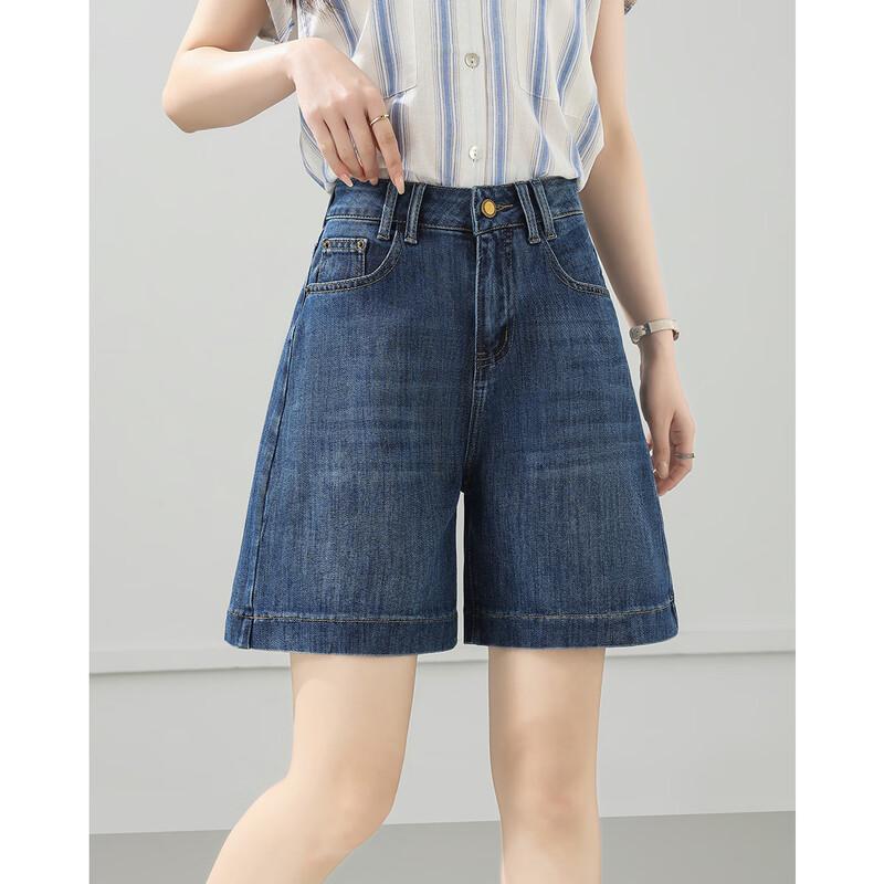 TERRE BLEUE Women s 2026 Summer High-Waist A-Line Denim Shorts L