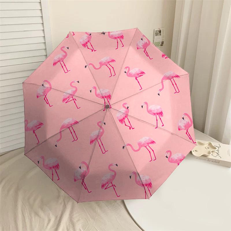 1ks Růžový plameňák Vzor Design deštníku Automatické otevírání a zavírání Deštník, Vysoce kvalitní Cestovní deštník, c1128041