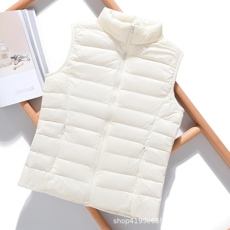 

2025 Autumn/Winter Women s Plus Size Lightweight Slim Fit Down Vest with Stand Collar Extra Large