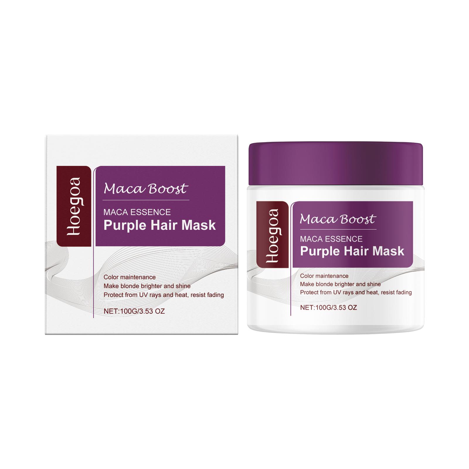 

Hoegoa Purple Nourishing Hair Mask - Long-lasting color lock, moisturizing and repairing, say goodbye to dry curly hair, enhances hair shine, 100g