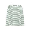 Spring Long Sleeved Striped T-shirt, Versatile European and American Casual Round Neck Pure Cotton Striped T-shirt