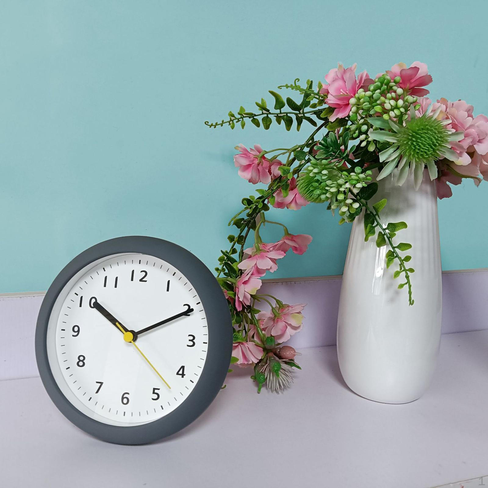 Bathroom Clock, Waterproof Non Ticking Hanging Lightweight Simple Wall Clock with Suction Cup