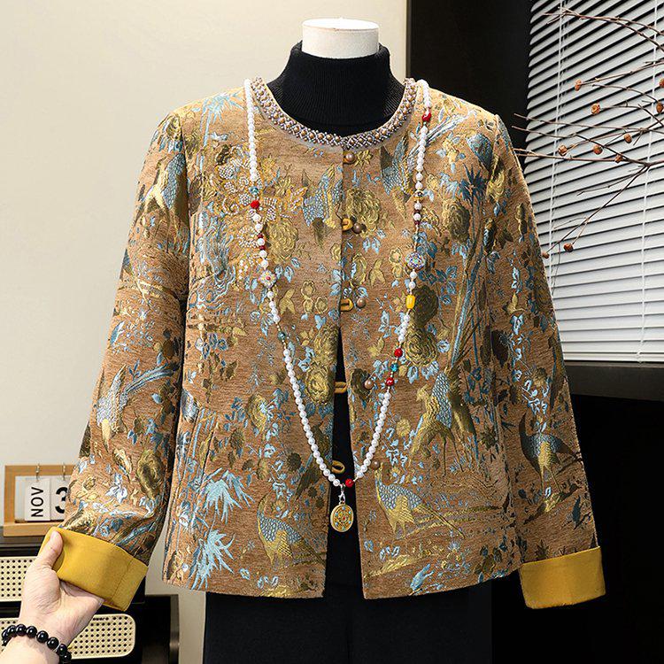 

Spring Mother Coat 2026: New Stylish Chinese Jacket for Middle-Aged & Elderly Women - National Trend XL цветочный