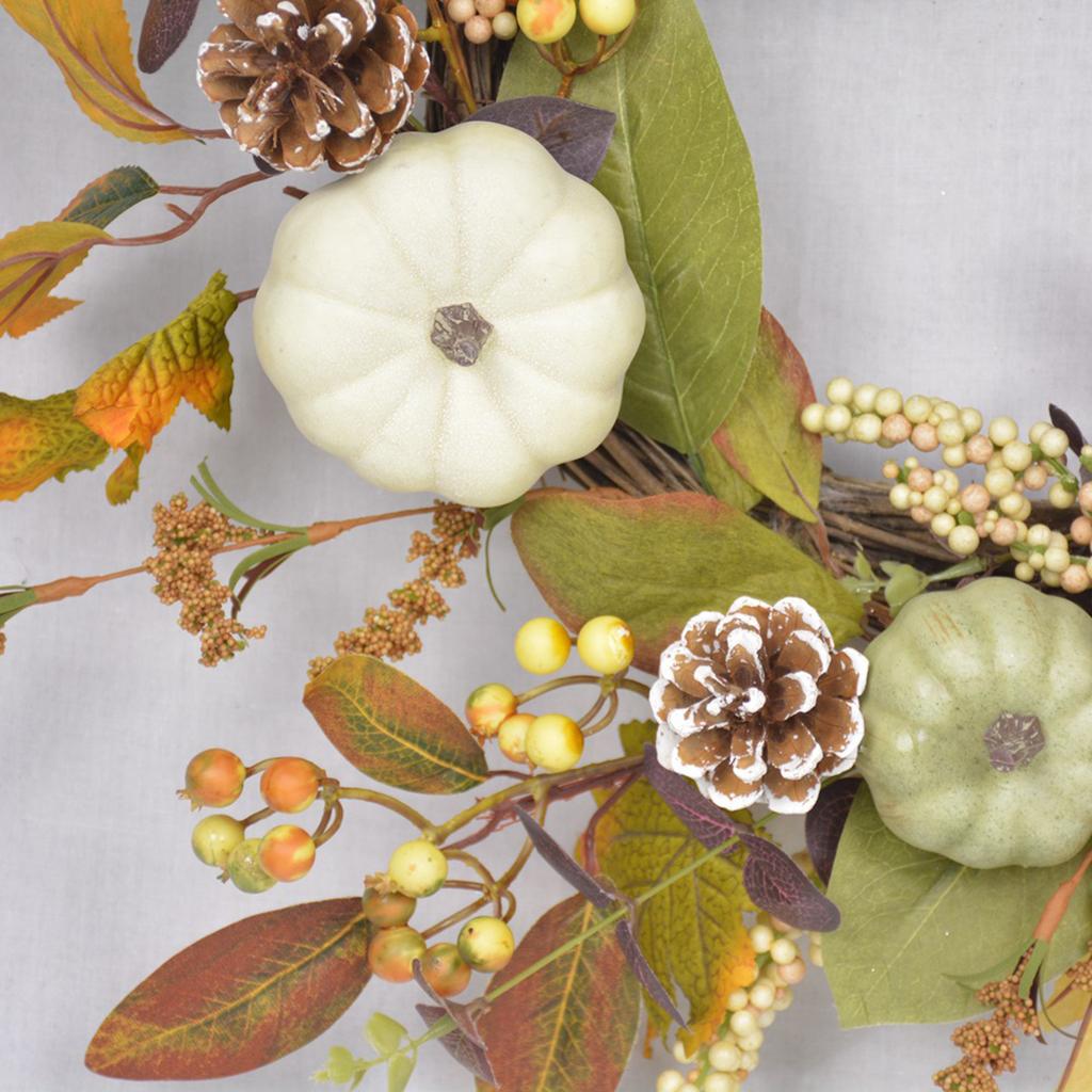 Artificial Pumpkin Wreath Autumn Pumpkin Wreath with Pumpkin Berry Mixed Leaves Window Wall Door Decoration