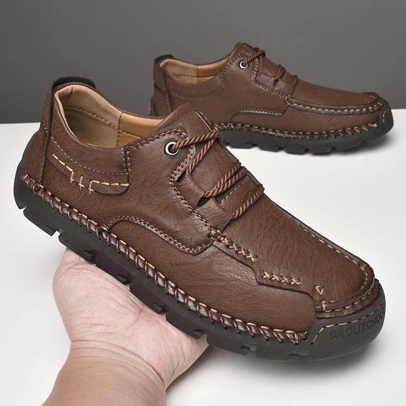 Fashion Leisure Walk Mens Hiking Shoes Spring New Trendy Male Sneakers Lace Up Formal Casual Leather Shoes Man Treking Footwear Trainers