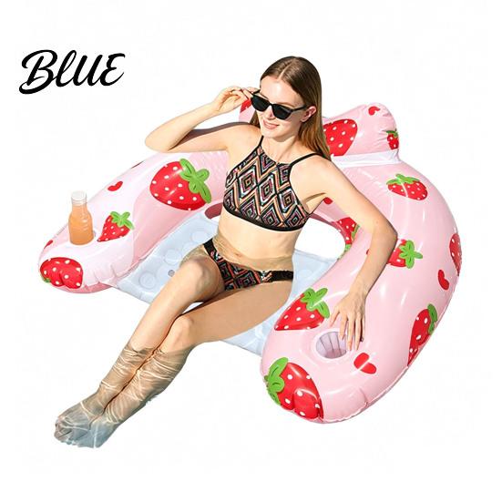 Swimming Pool Accessories U-shaped Inflatable Float for Adults Blow-Up Floating Lounge Chair Summer with Drink Holder Party Beach Lake Essentials