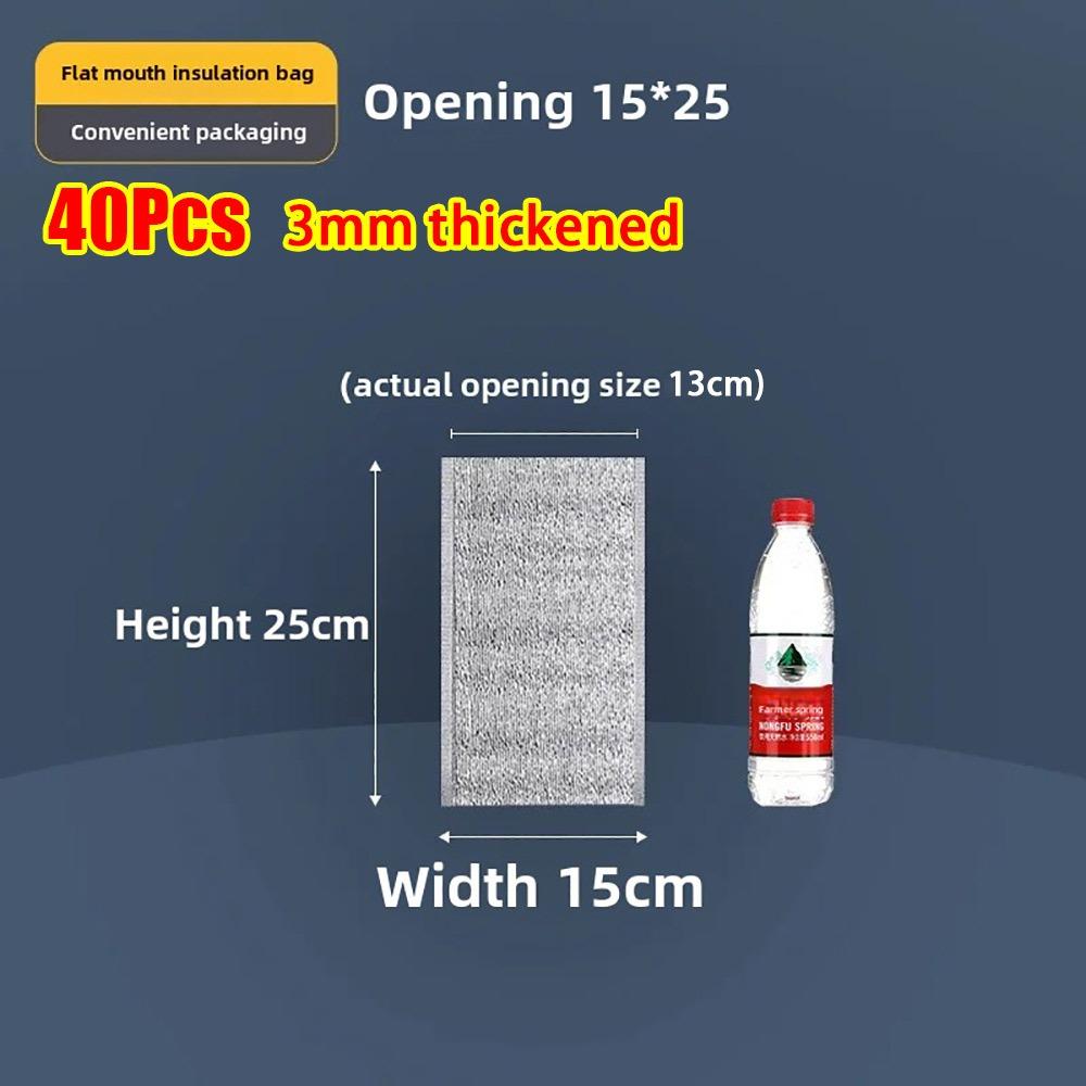 40Pcs/Pack 3mm Thickened Aluminum Foil Bag Food Thermal with Closure Insulation Bag Ice Cold Warm Cooler Bag Delivery Carrier