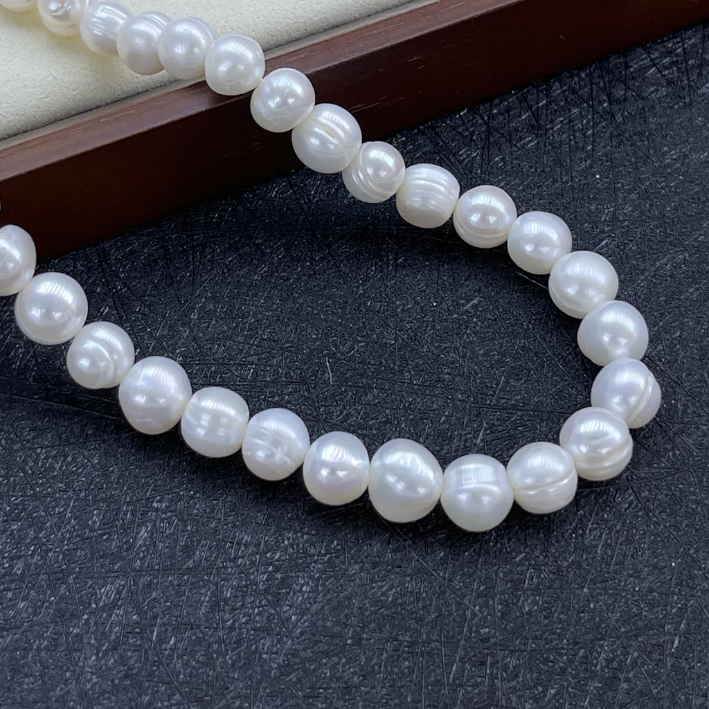 1String, White Pink Purple Natural Freshwater Pearls, Handmade Near Round Beads for Jewelry Making DIY Crafts (Beads 9-10mm, Length 36cm)