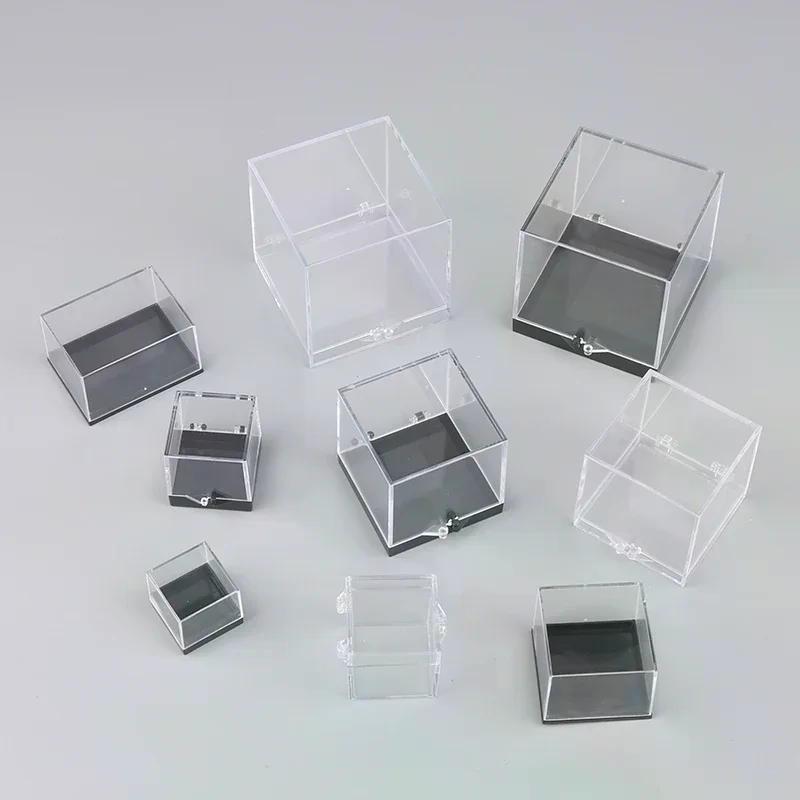 1 Adet Saklama Kutuları Kapakları Taş Ekran Para Temizle Konteyner Numune Mini Kare Küp Akrilik Durumda Kaba Mineral Standart
