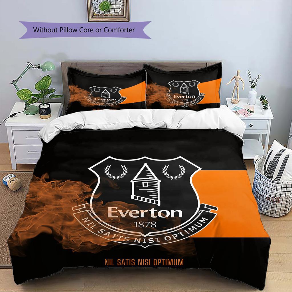 Everton Football Club Pattern Bedding Quilt Set Home Decoration Gift (1 * duvet cover + 2 * pillowcase without core)