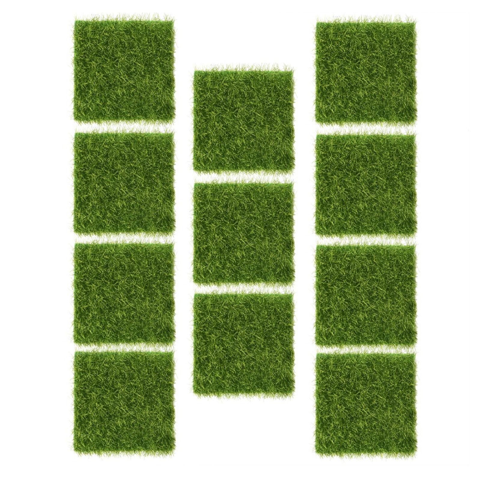 

10Pcs Garden Home Plastic Crafts Micro Landscape Ornaments Simulated Turf 7.5*7.5cm