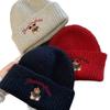 Cute Bear Blue Knitted Hat for Women In Autumn and Winter To Keep Warm and Versatile Ear Protection Woolen Hat Showing Face Small Baotou Cold Hat