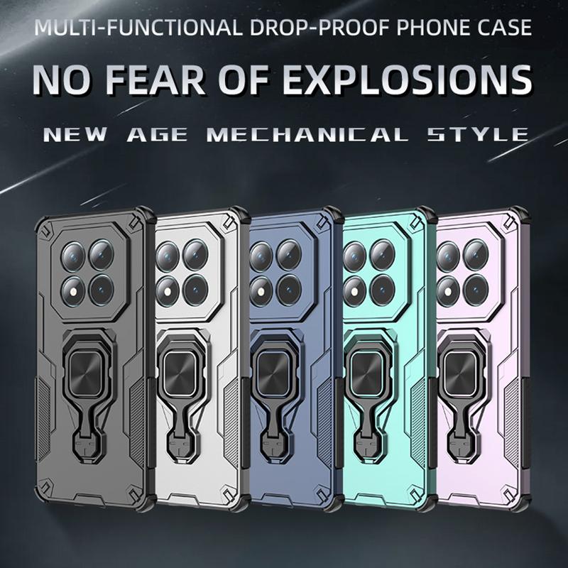 KEYSION Custodia blindata antiurto per Redmi Note 15 Pro+ 5G Silicone+PC Supporto ad anello metallico verticale Copri telefono per Redmi Note 15 4G 5G