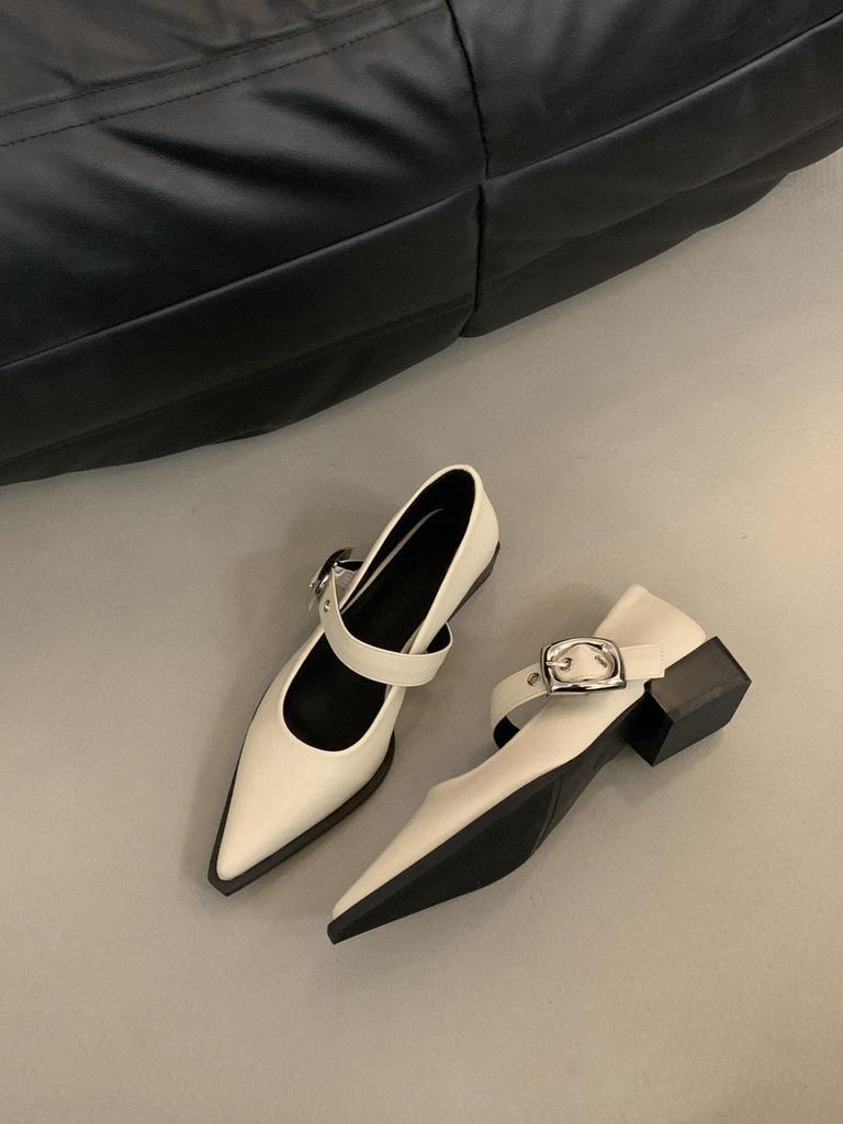 French Niche Black Pointed Single-shoe Women's Shoes New Spring Temperament Late Late Shoes Mary Jane Small Leather Shoes