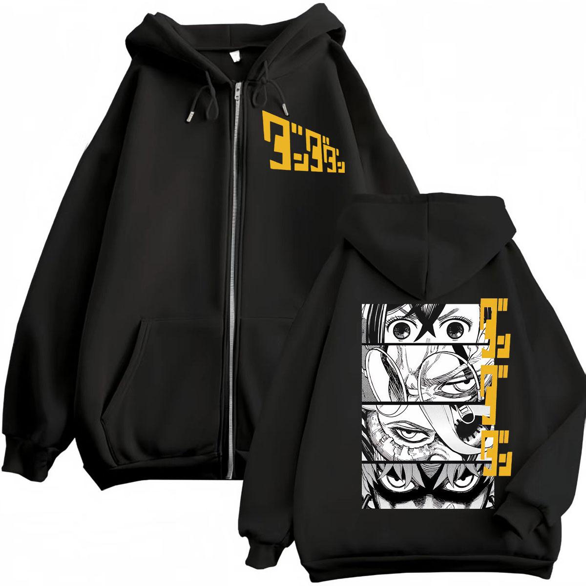 

Anime Double-sided Printed Zipper Hooded Sweatshirt, Japanese Manga Zipper Hooded Sweatshirt, Men s and Women s Fashionable Retro Pullover S