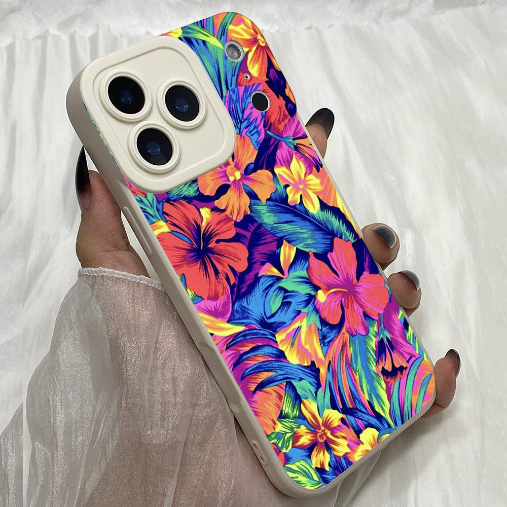 M561 art Electric Hibiscus Flowers Angel Eyes Soft Phone Cases for iPhone Samsung Galaxy Xiaomi Rdemi Huawei Honor Infinix Realme OPPO All Model Case