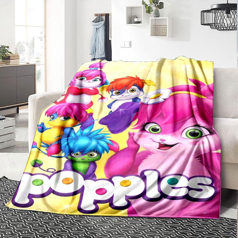 Popples Cartoon Print Flannel Blanket High Quality Warm Comfortable Cover for All Seasons Perfect for Gifts Home Decor