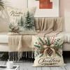 Christmas & Winter Themed Cushion Cover Durable Hypoallergenic Organic Linen Pillow Cover Short Size Washable Skin-Friendly