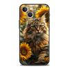 Luxury TPU Soft Phone Case For iPhone 17 Air 16E 16 11 15 14 Pro MAX 12 13 7 8 Plus X XR XS SE 2022 Cover Wearing Flowers Cat