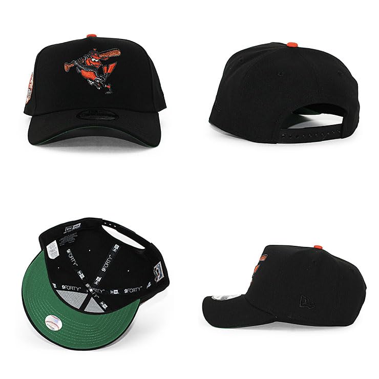 Exclusive New Era 9FORTY Snapback Cap 940 MLB MiLB NFL NBA Hat with Color Brim and Side Patch Orioles Anniversary EU/AU (Baltimore (30th Black))