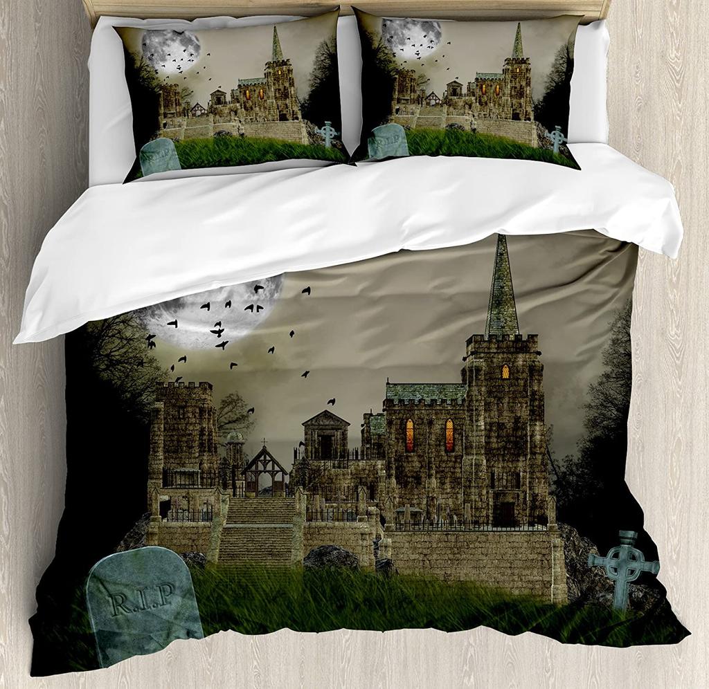 Medieval Bedding Set For Bedroom Bed Home Old Scottish Castle Vintage Style European Middl Duvet Cover Quilt Cover Pillowcase