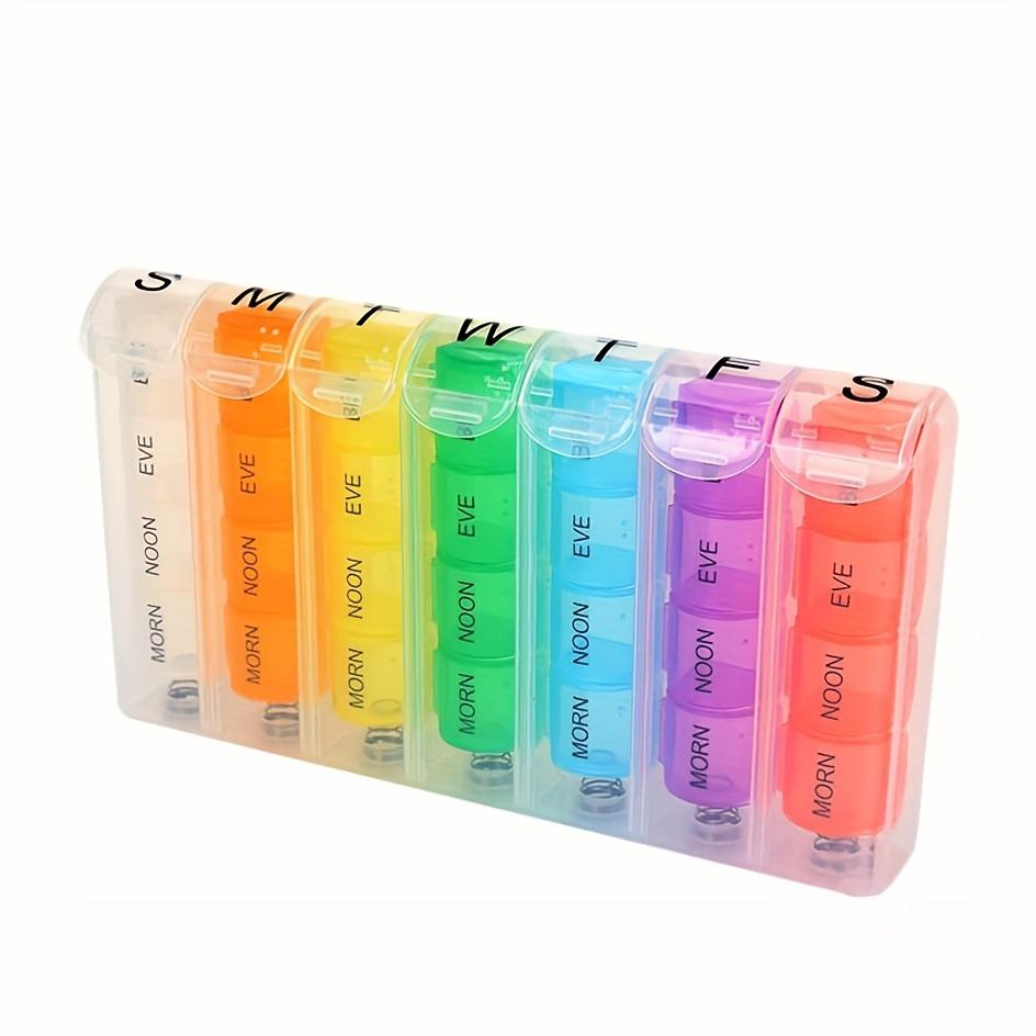 

Еженедельная радужная таблетница 28 ячеек 4 раза в день портативный органайзер для таблеток с пружинным механизмом легко открывается для витаминов и добавок