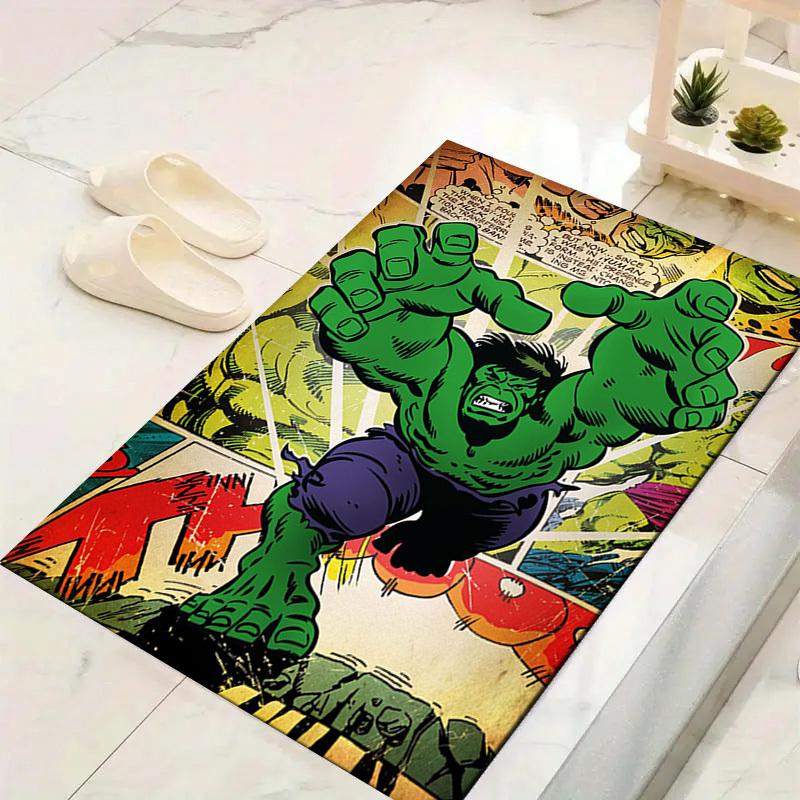 

1 шт. Коврик для пола Marvel Мстители Супергерои, Нескользящий коврик, Дизайн с персонажами мультфильмов, Мягкий велюр, Декор для комнаты, Моющийся 60cm by 90cm