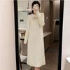 Autumn and Winter New Design Sense Hollow Knitted Primer Dress Women Loose and Thin Medium and Long Inner Sweater Skirt