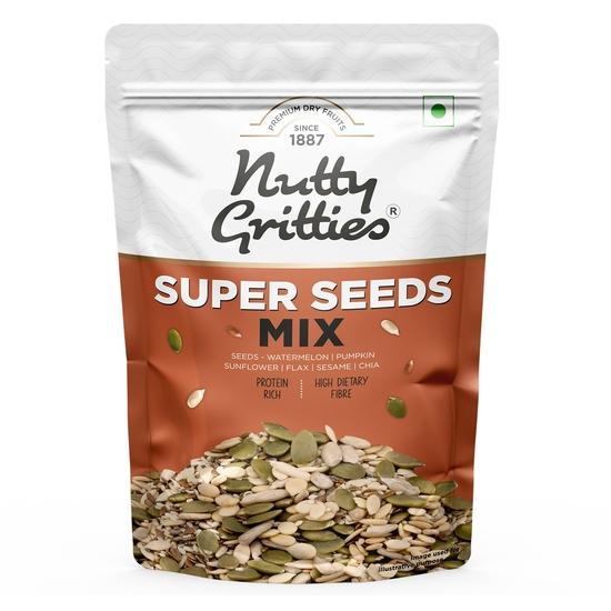 Nutty Gritties Premium Super Seed Trail Mix 200g | 6 Super Seeds in 1 Mix – Flax, Chia, Sesame, Sunflower, Watermelon & Pumpkin | High Protein & Fibre 200GM