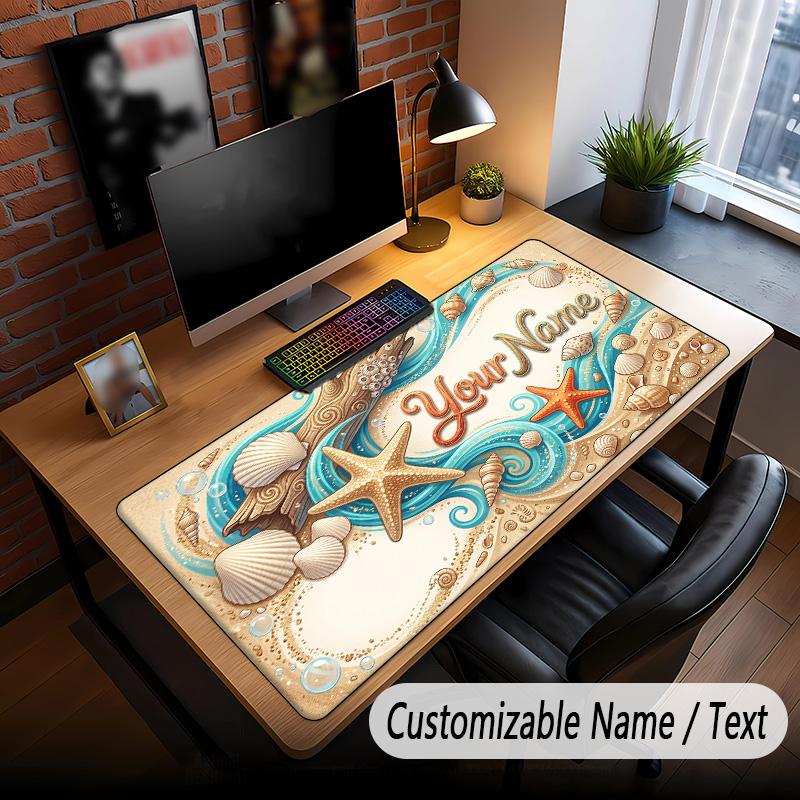 Fish Ocean Theme Custom Mouse Pad Personalized With Name Text Customized Desk Mat For Office Home Decor