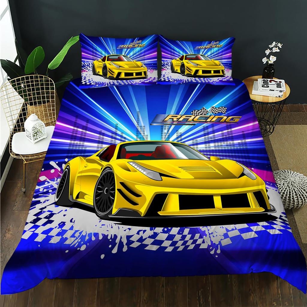 Car Bigfoot Series Three-Piece Duvet Set Digital Printing