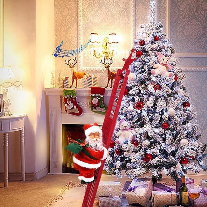 Santa Climbing Ladder Electric Claus Rope Ladder Decoration Christmas Tree Hanging Ornaments for Party Home Door