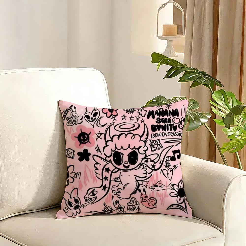 Manana Sera Bonito Cosmetic Case KKarol G Cushion Cover Reversible Plush Pillow Cover Soft Fluffy Home Decor for Sofa Bedroom