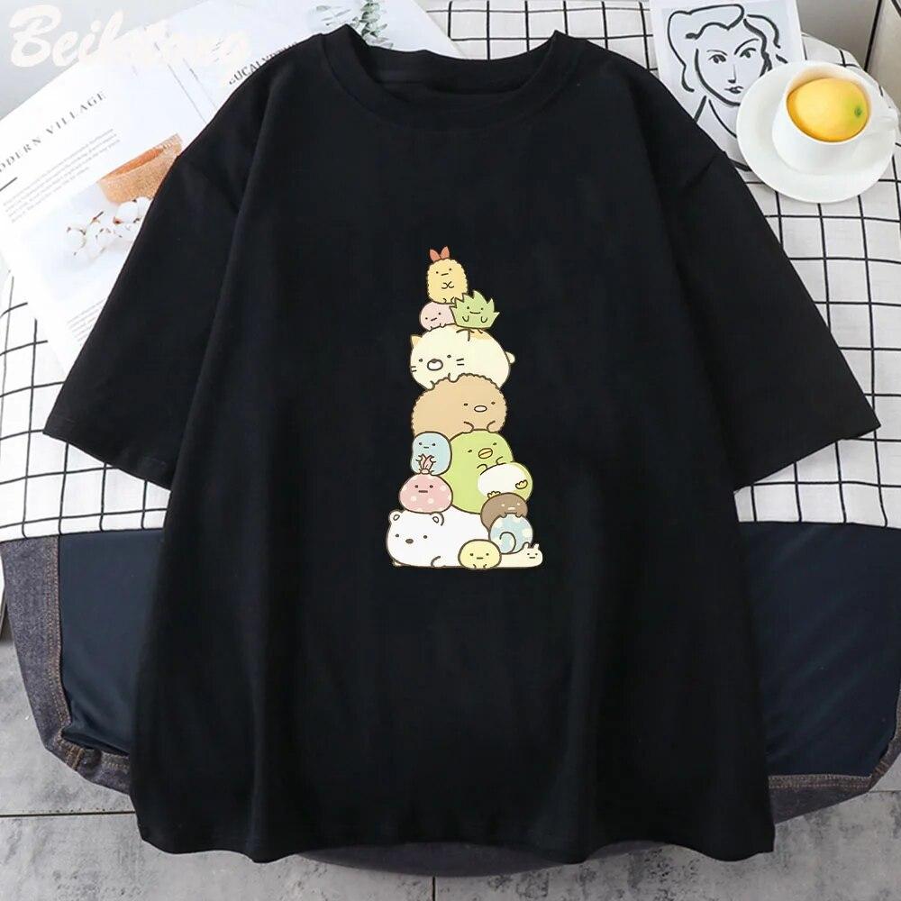 Sumikko Gurashi Essential T-shirt Dam T-shirt Sommar Kawaii Rosa Nya Oversized ärmar Toppar Sommar Casual Harajuku Mode T-shirts Unisex T-shirt