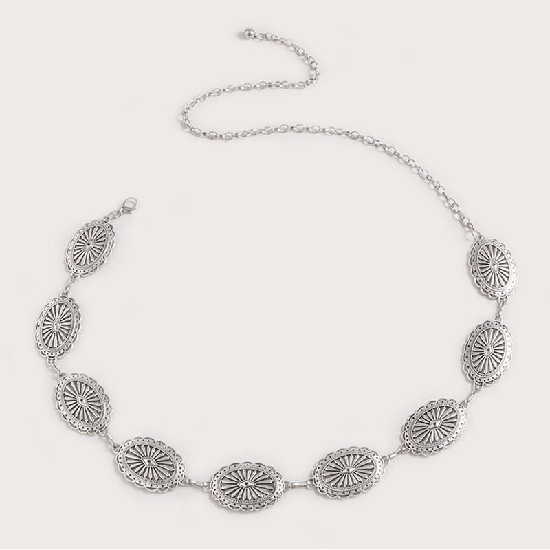 Inspired Metal Ethnic Waist Chain With Engraved Pattern For Women Outfits Casual