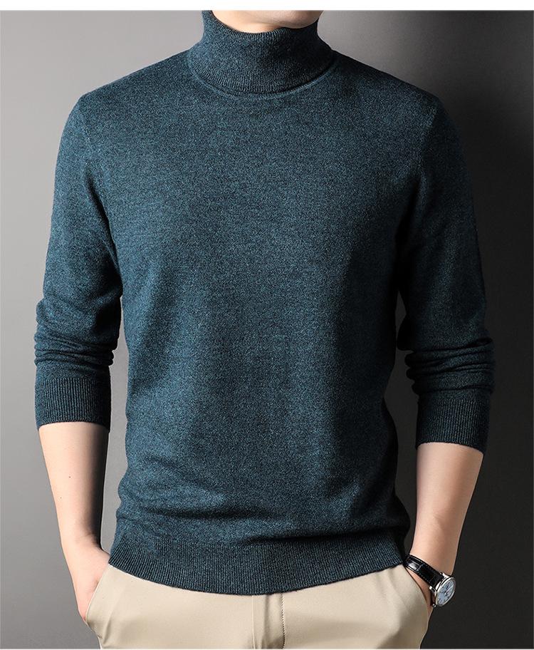 

Мужской свитер с высоким воротом из камвольной шерсти средней толщины, однотонный XXXL (180-200 jin)