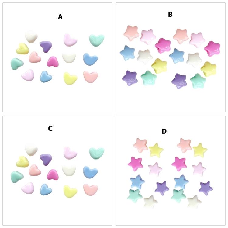 Star Heart Shape Beads For Kids Colorful Loose Beads Hair Tie Accessory For Creative Braiding And Crafting Project Supply