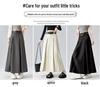2026 Spring Women's High-Waisted Pleated A-Line Skirt with Belt - Drapey and Slimming