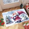 VIKAMA Christmas Theme Cartoon Floor Mat Fun Pink Father Christmas Snow Scene Entry Non-Slip Doormat Home Decoration