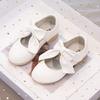 Girls Shoes with Big Bow Knot Princess Sweet Classic Fashion Children Party Shoes White Wedding Soft Anti Slippery