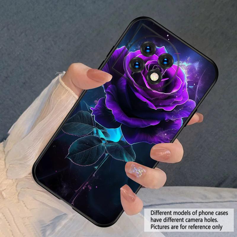 Dark Purple Rose For Oneplus 8T 9 9R 10 Pro 11 12 13 13R 5G ACE 5 Nord2 4 CE 3 4 Lite N20 SE N200 silicone soft phone case