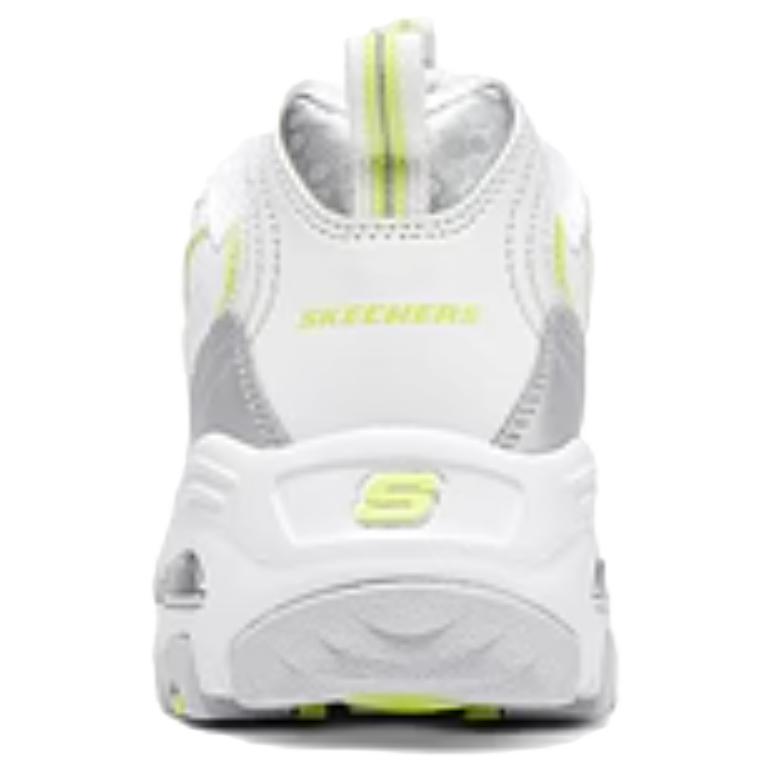 Skechers DLites Comfortable Versatile Casual Fashion Retro Breathable Low-Top Dad Shoes Women Sneakers White Silver 150246-WSLM
