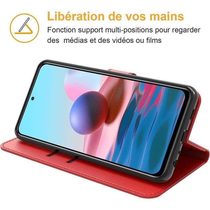 Case For Redmi Note 10-Note 10S (6.43") Red 360 Degree Protection Shockproof Leather Effect Anti Scratch