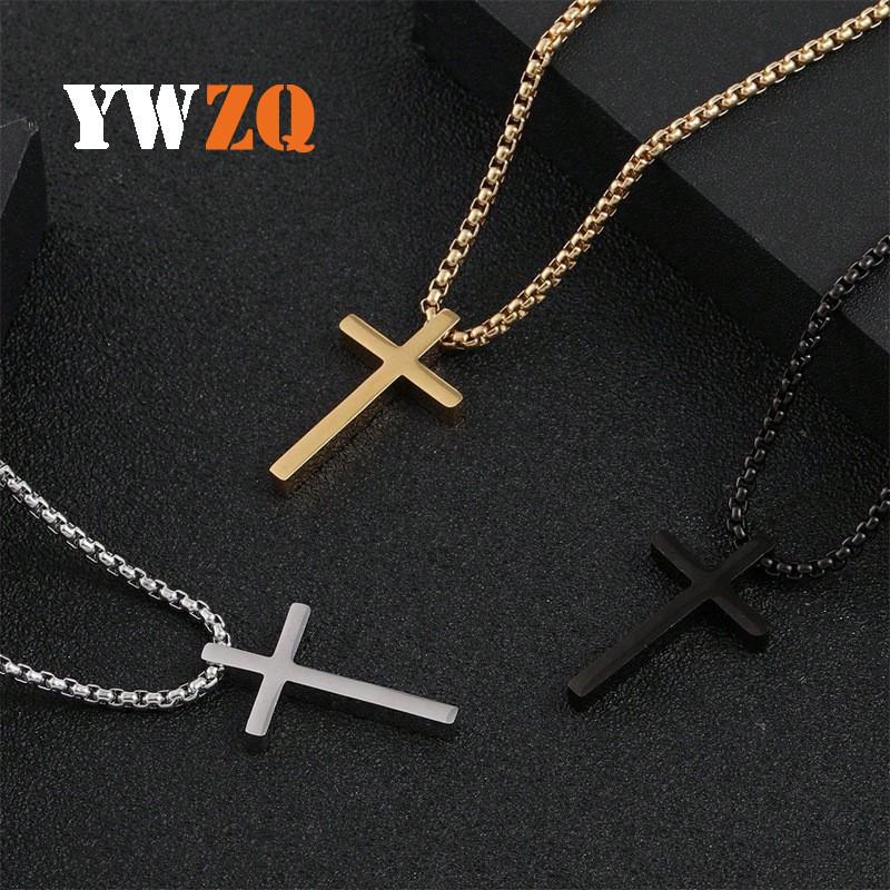 Titanium Steel Cross Necklace for Men & Women - Douyin Bestseller, Stainless Steel Sweater Chain, Niche & Personalized Design