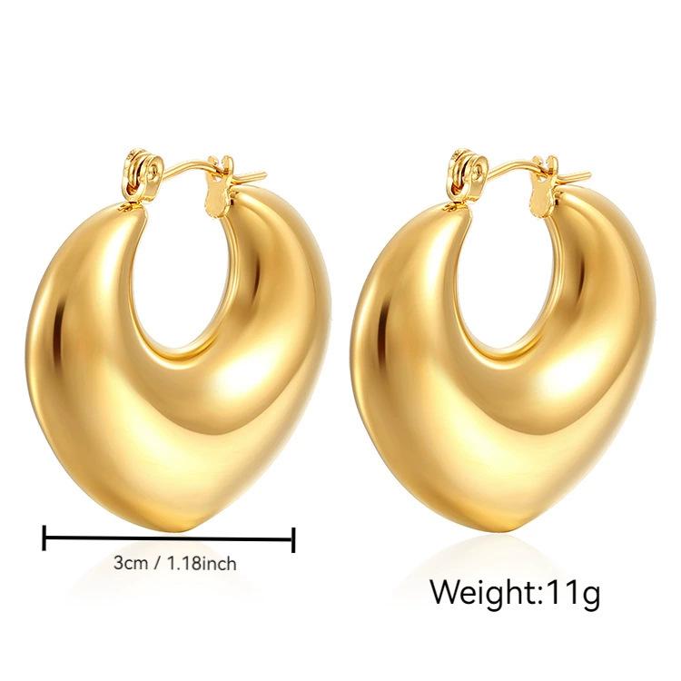 Stainless Steel Chunky Hoop Earrings for Women Teen 18K Gold Plated Hypoallergenic Thick Huggie Hoop Jewelry for Christmas Gifts