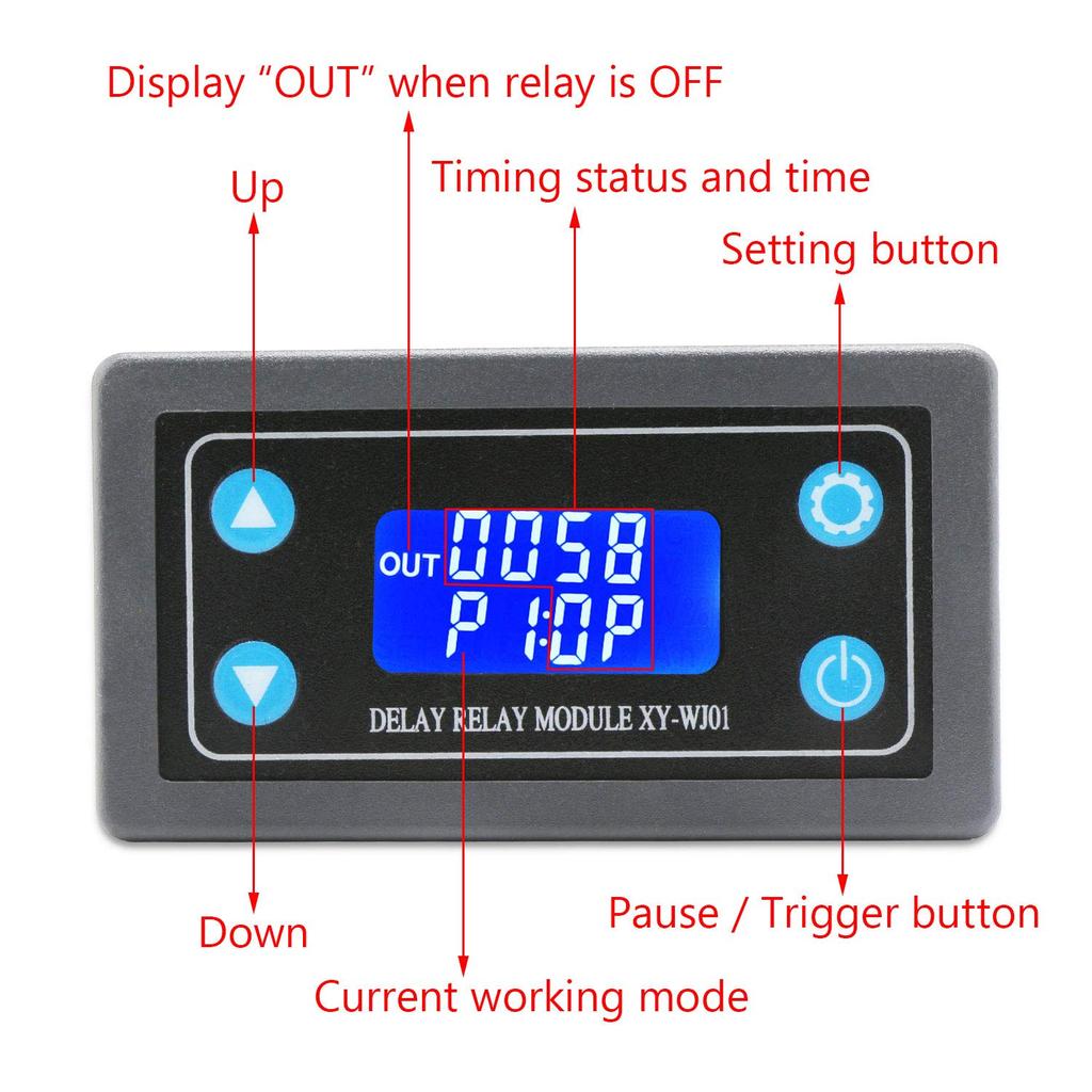 DROK Delay Relay Module, DC 6-30V Timer Relay 12V 24V 0.01S-9999Min 50MA Digital Timer Cycle Delay Switch Module AC 220V Power On-Off Controller With