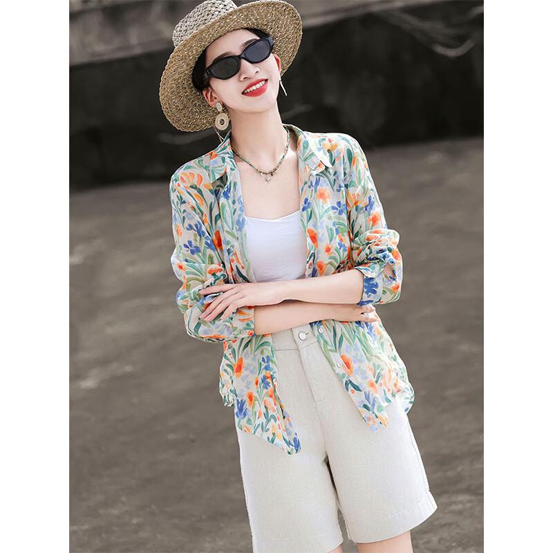 Lanse er French Floral Long-Sleeve Sun Protection Shirt XL