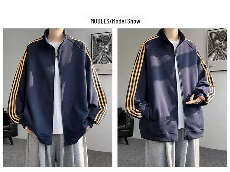 Herren Kapuzenjacke mit Reißverschluss und Stehkragen - Lässige Trendige High Street Sportjacke