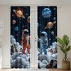 2pcs Space Adventure Curtains with Astronaut & Planets Design - Easy-to-Hang Pole Pocket   Machine Washable Polyester - Ideal for